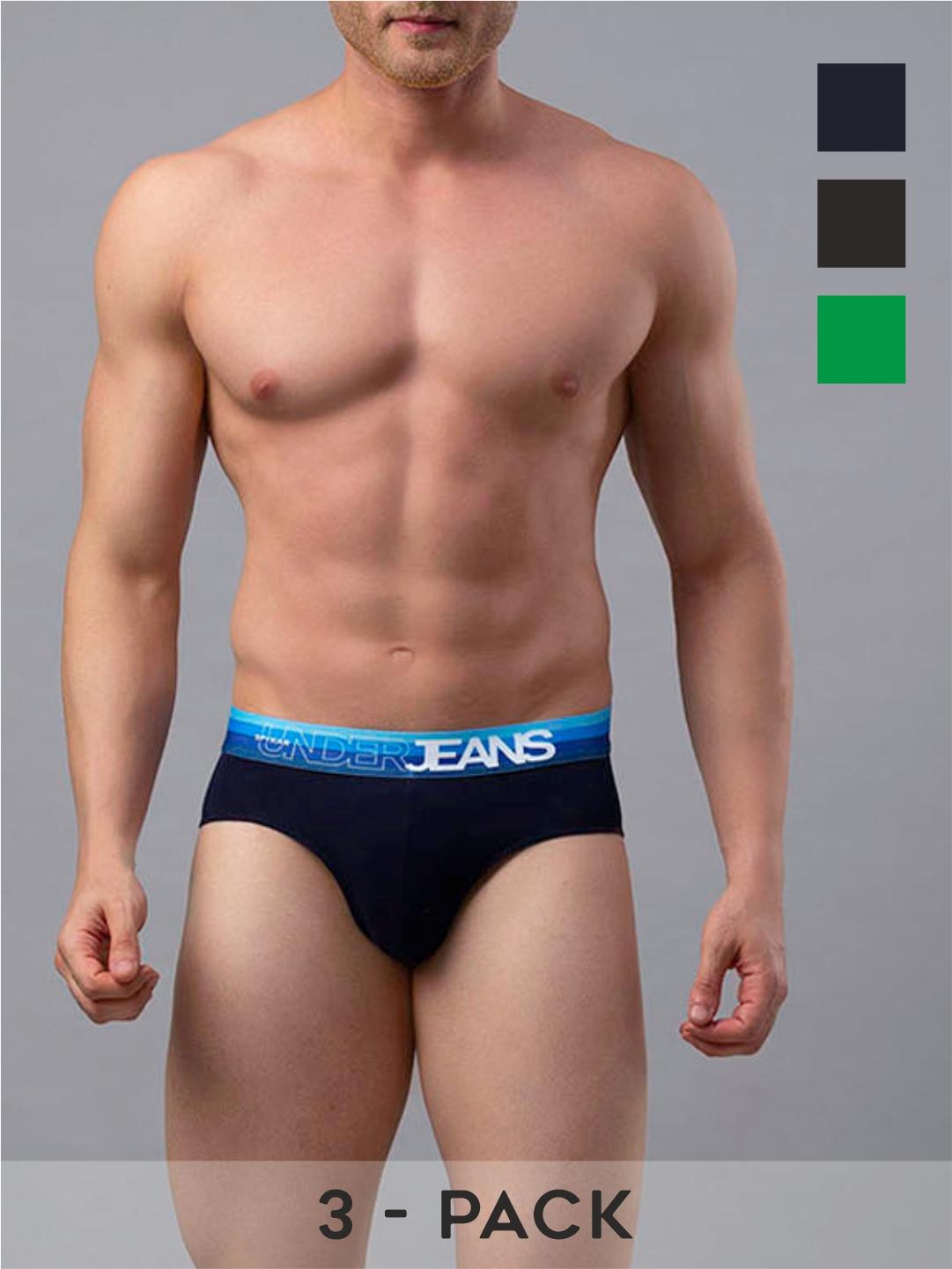 Underjeans By Spykar Cotton Blend Briefs for Men (Pack of 3)