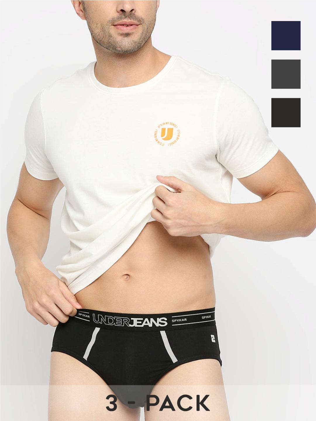 Underjeans By Spykar Cotton Blend Briefs for Men (Pack of 3)