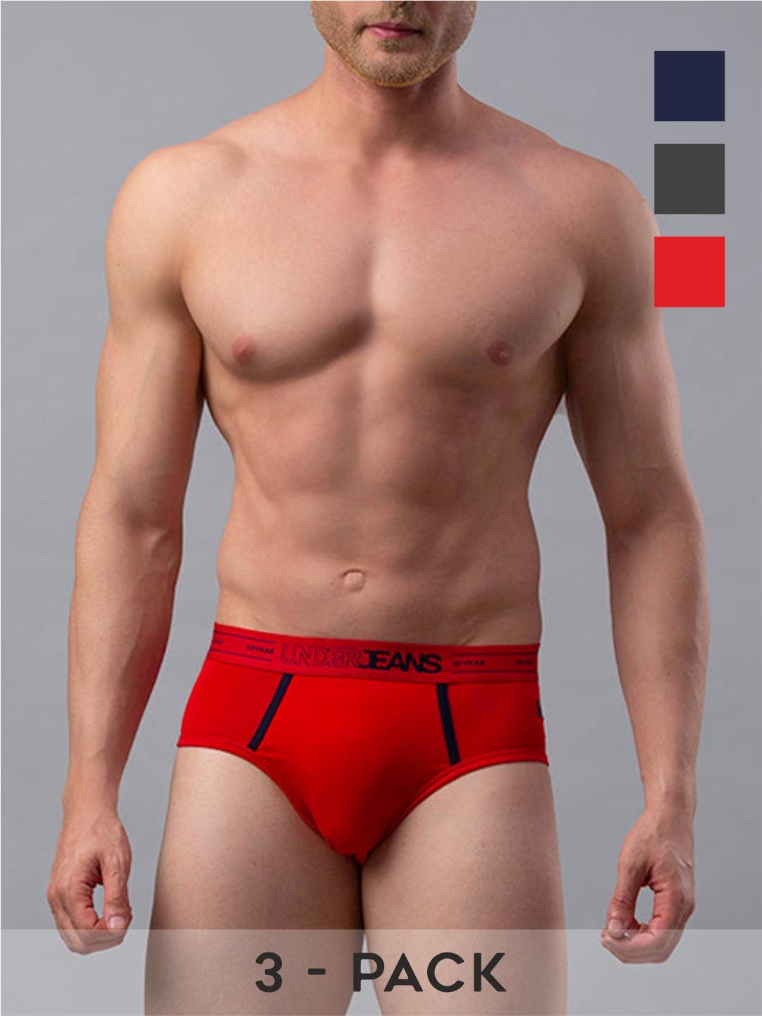 Underjeans By Spykar Cotton Blend Briefs for Men (Pack of 3)