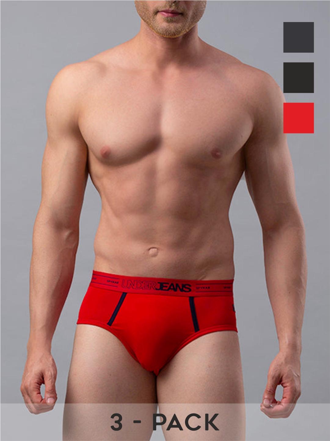 Underjeans By Spykar Cotton Blend Briefs for Men (Pack of 3)