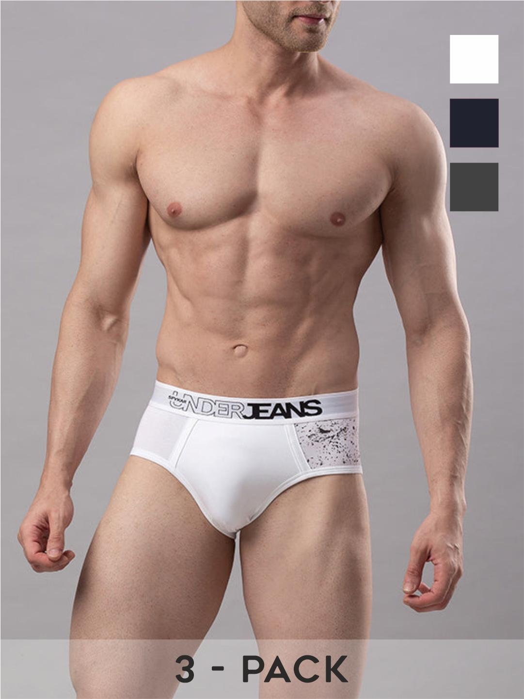 Underjeans By Spykar Cotton Blend Briefs for Men (Pack of 3)