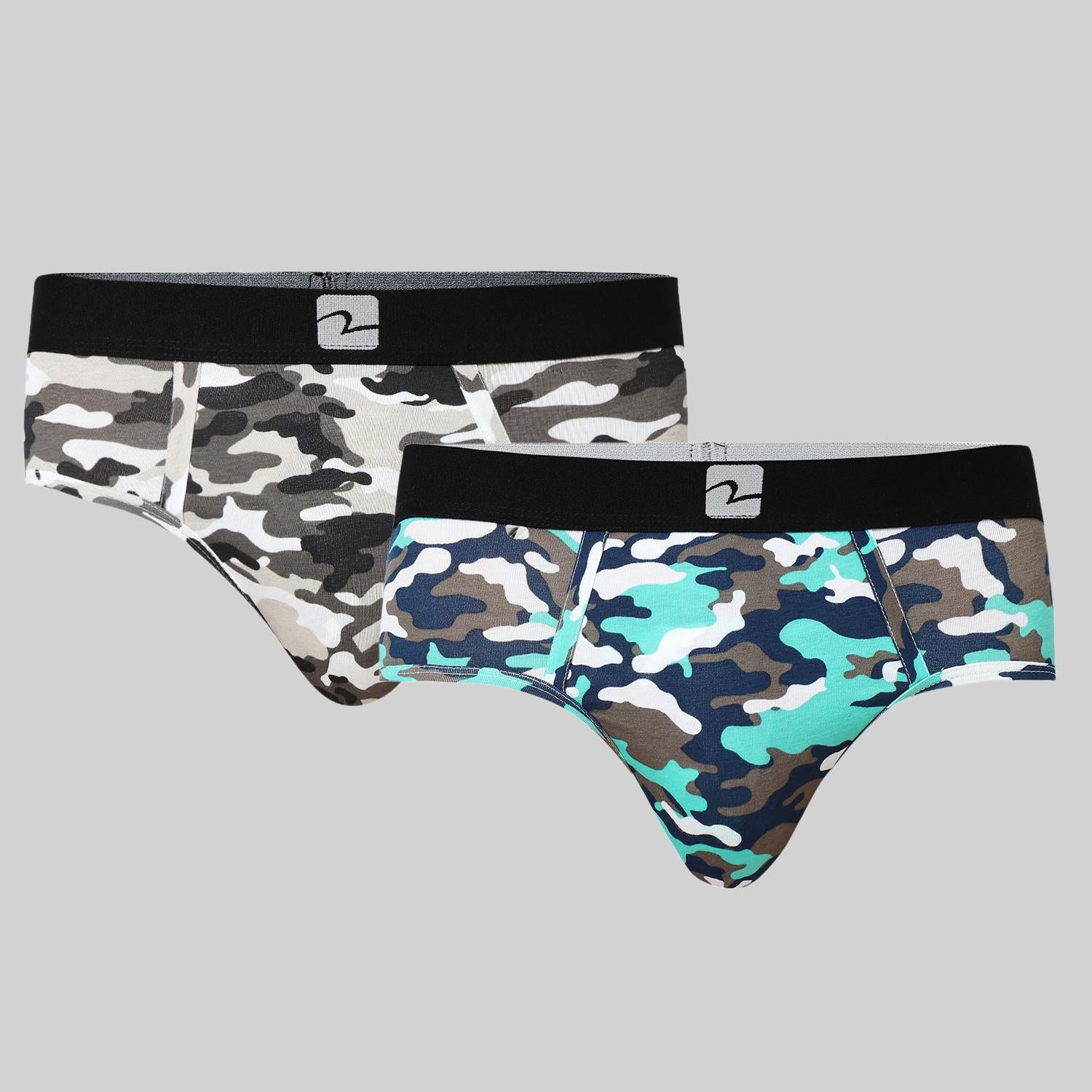 Underjeans Pack of 2  Cotton Blend Printed Mid-Rise Briefs