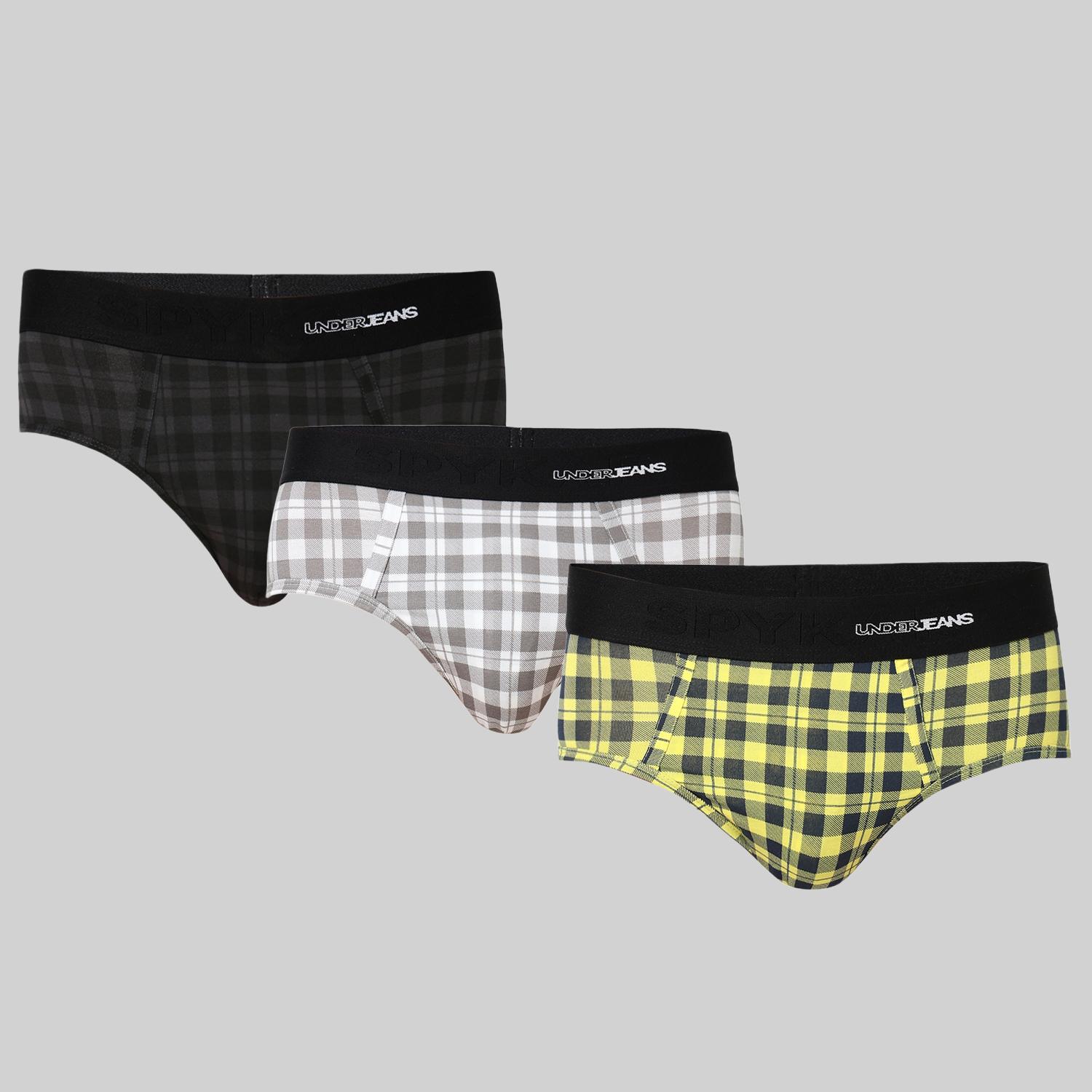Underjeans Pack of 3  Cotton Blend Mid-Rise Briefs