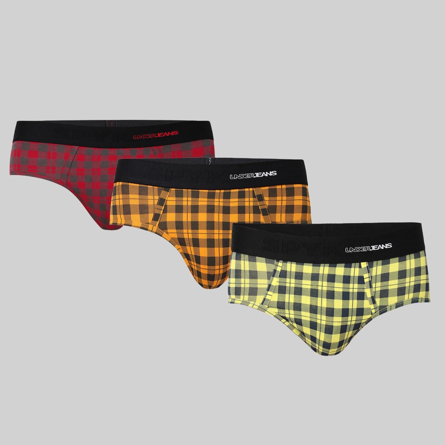 Underjeans Pack Of 3 Cotton Blend Mid-Rise Briefs
