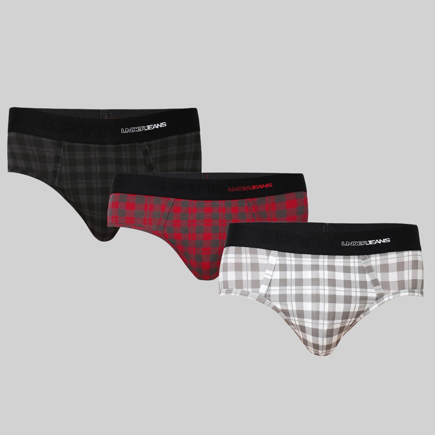Underjeans Pack Of 3 Cotton Blend Mid-Rise Briefs