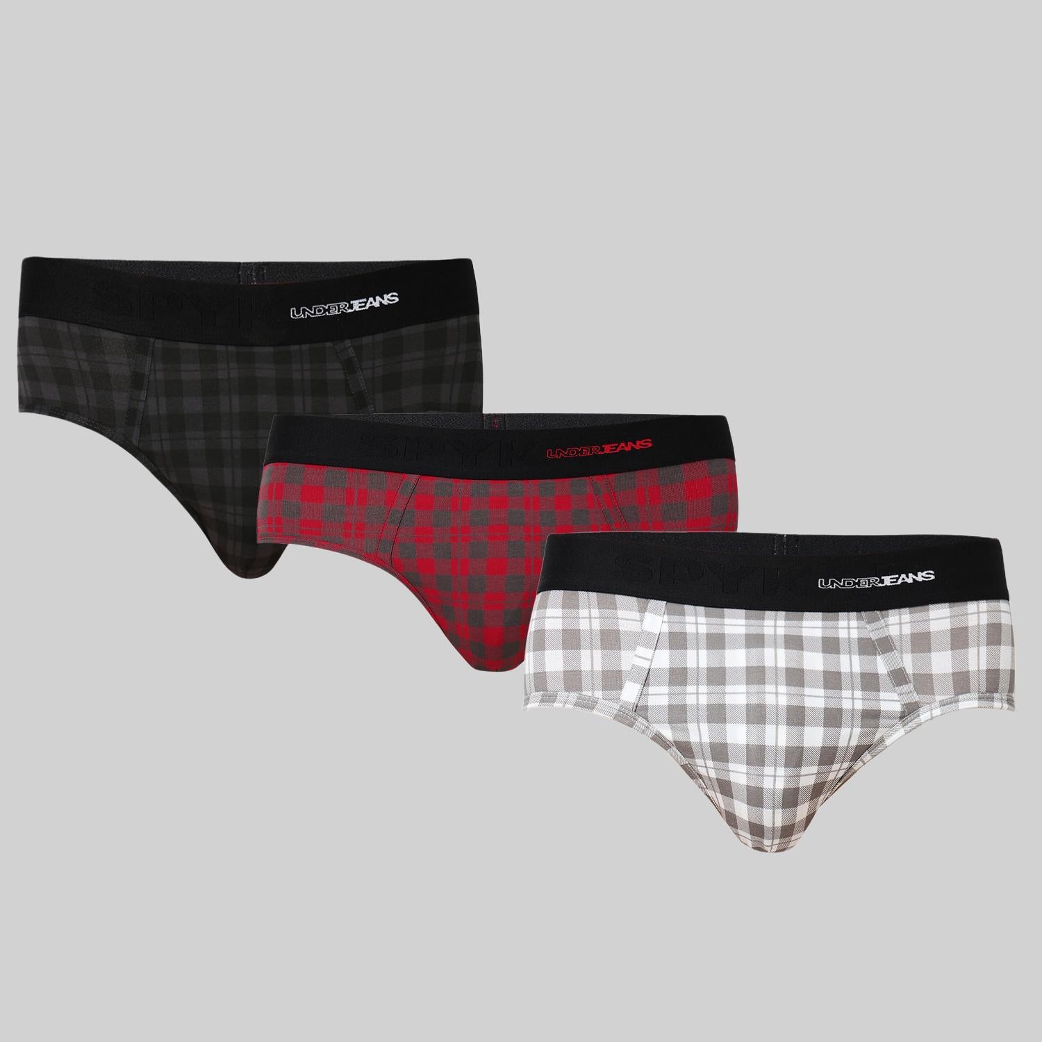Underjeans Pack Of 3 Cotton Blend Mid-Rise Briefs