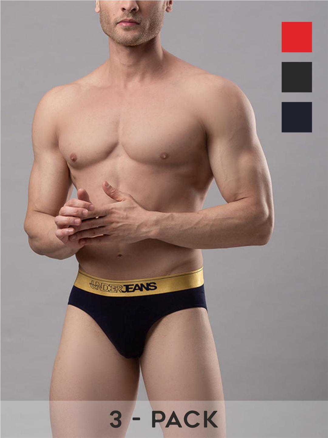 Underjeans By Spykar Cotton Blend Briefs for Men (Pack of 3)