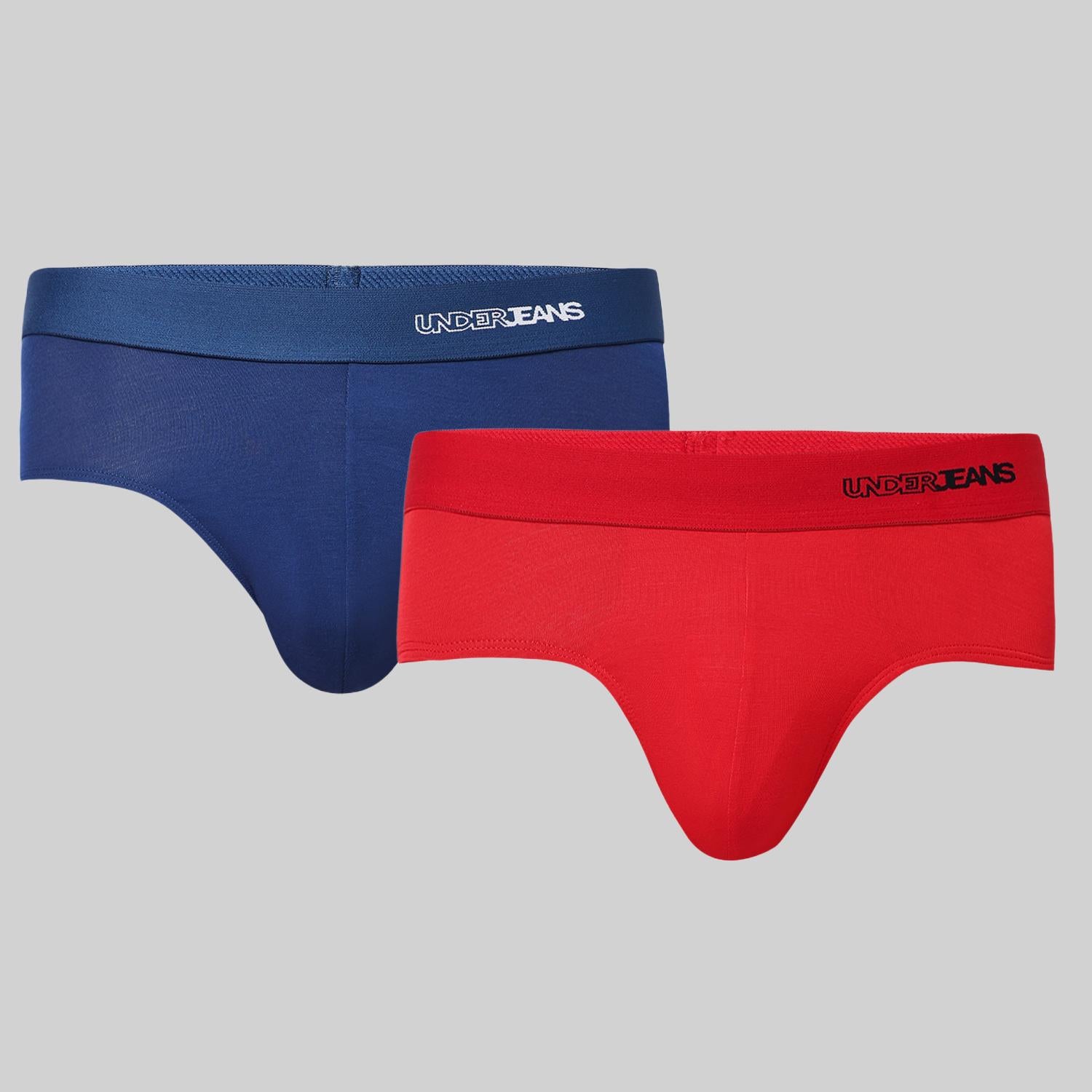 Underjeans Pack of 2  Modal Blend Solid Mid-Rise Briefs
