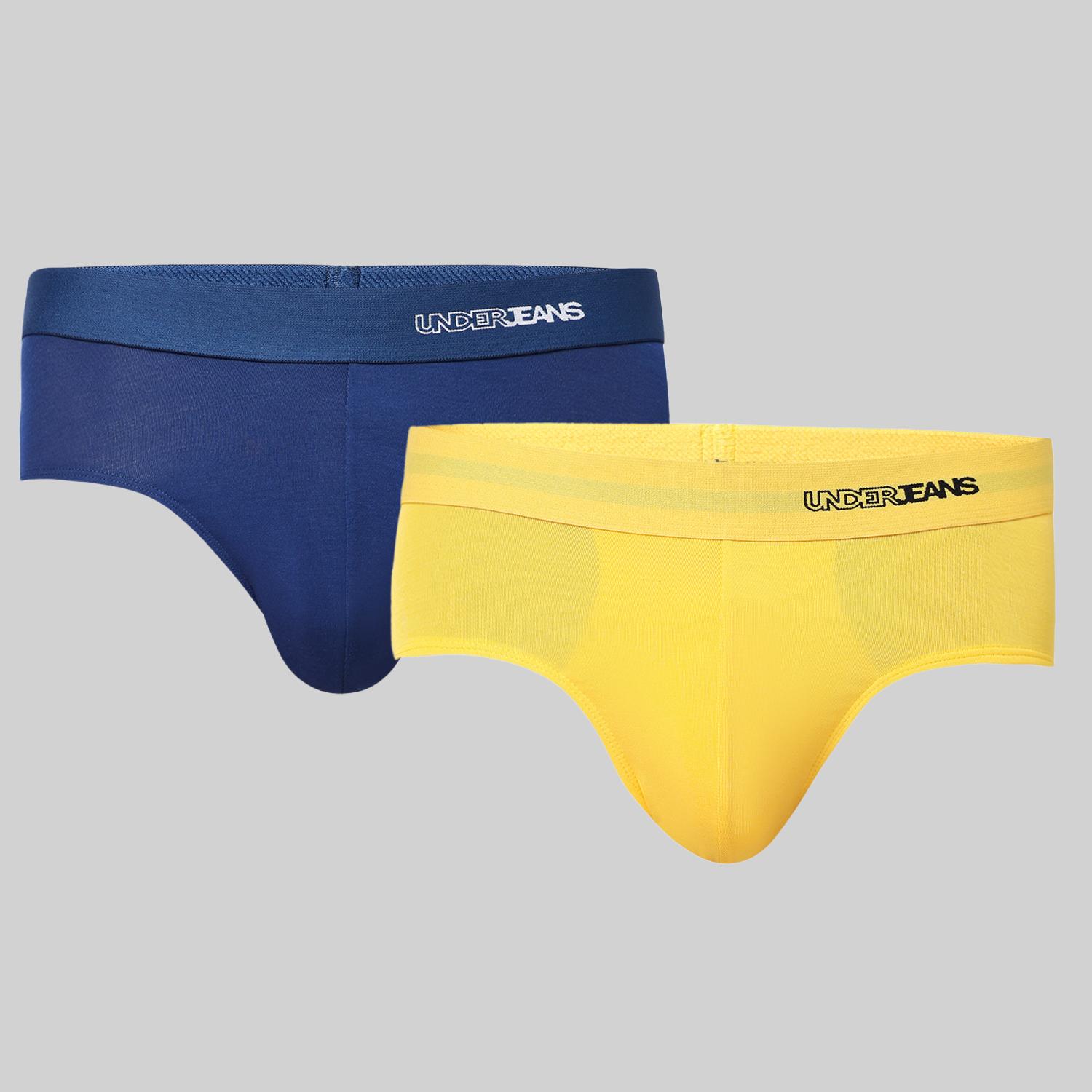 Underjeans Pack of 2  Modal Blend Solid Mid-Rise Briefs