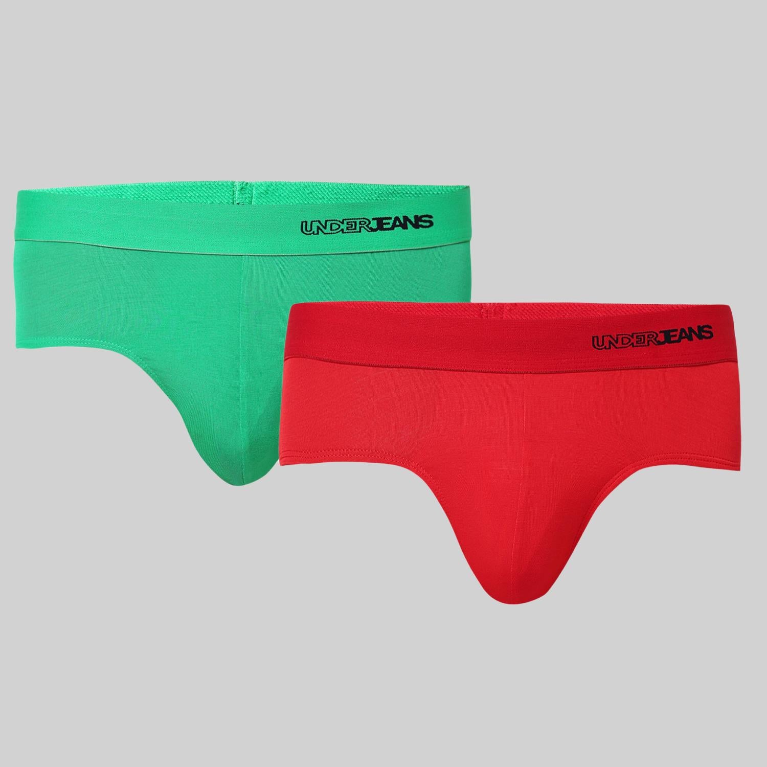 Underjeans Pack Of 2 Modal Blend Solid Mid-Rise Briefs