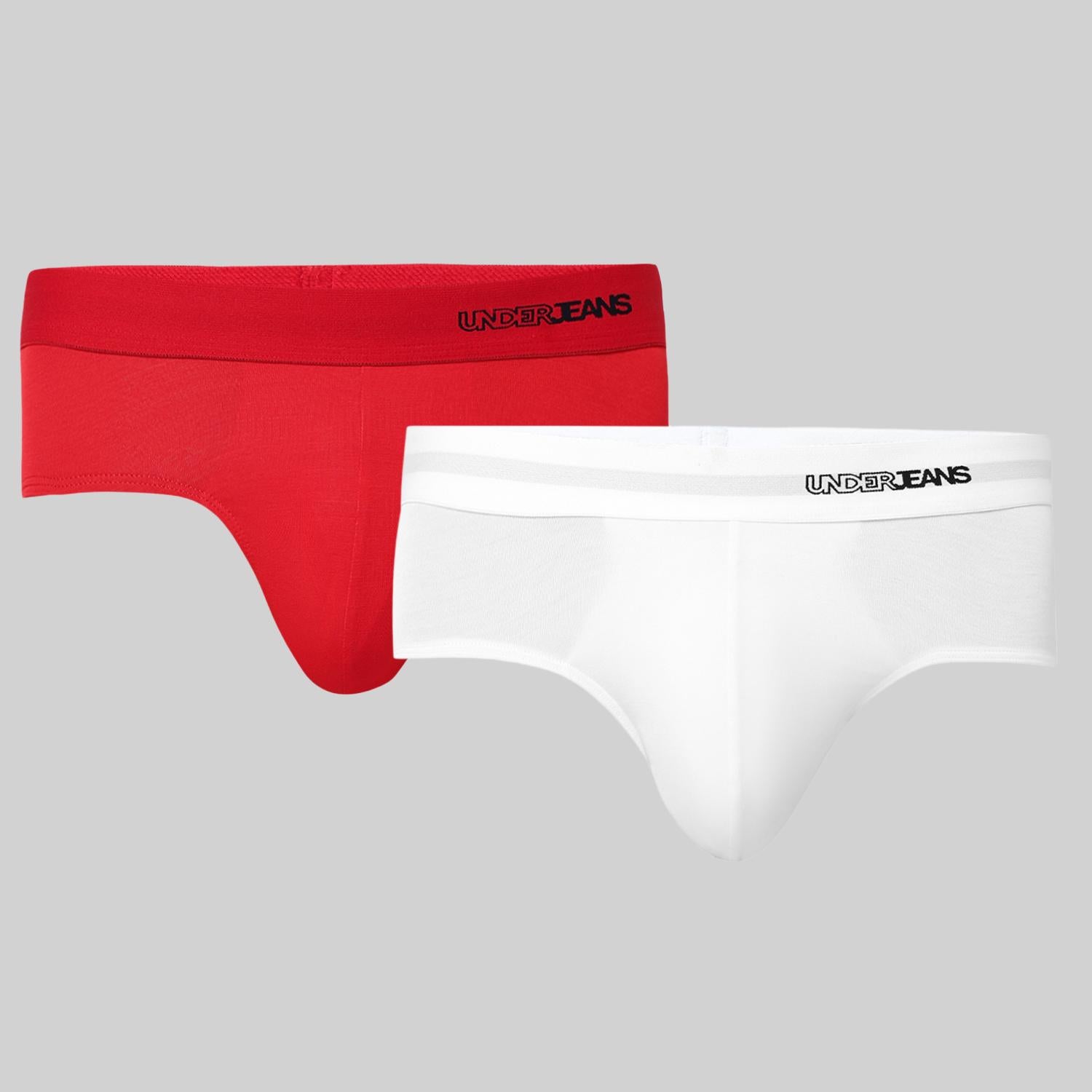 Underjeans Pack of 2  Modal Blend Solid Mid-Rise Briefs