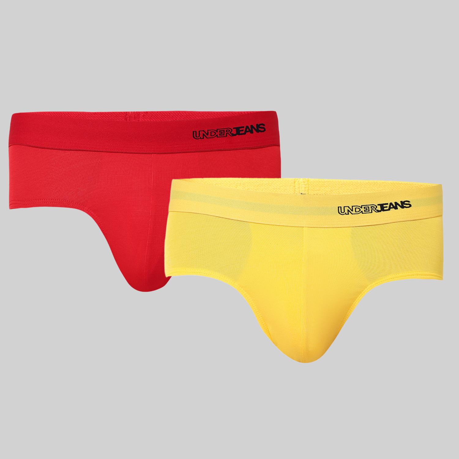 Underjeans Pack of 2  Modal Blend Solid Mid-Rise Briefs