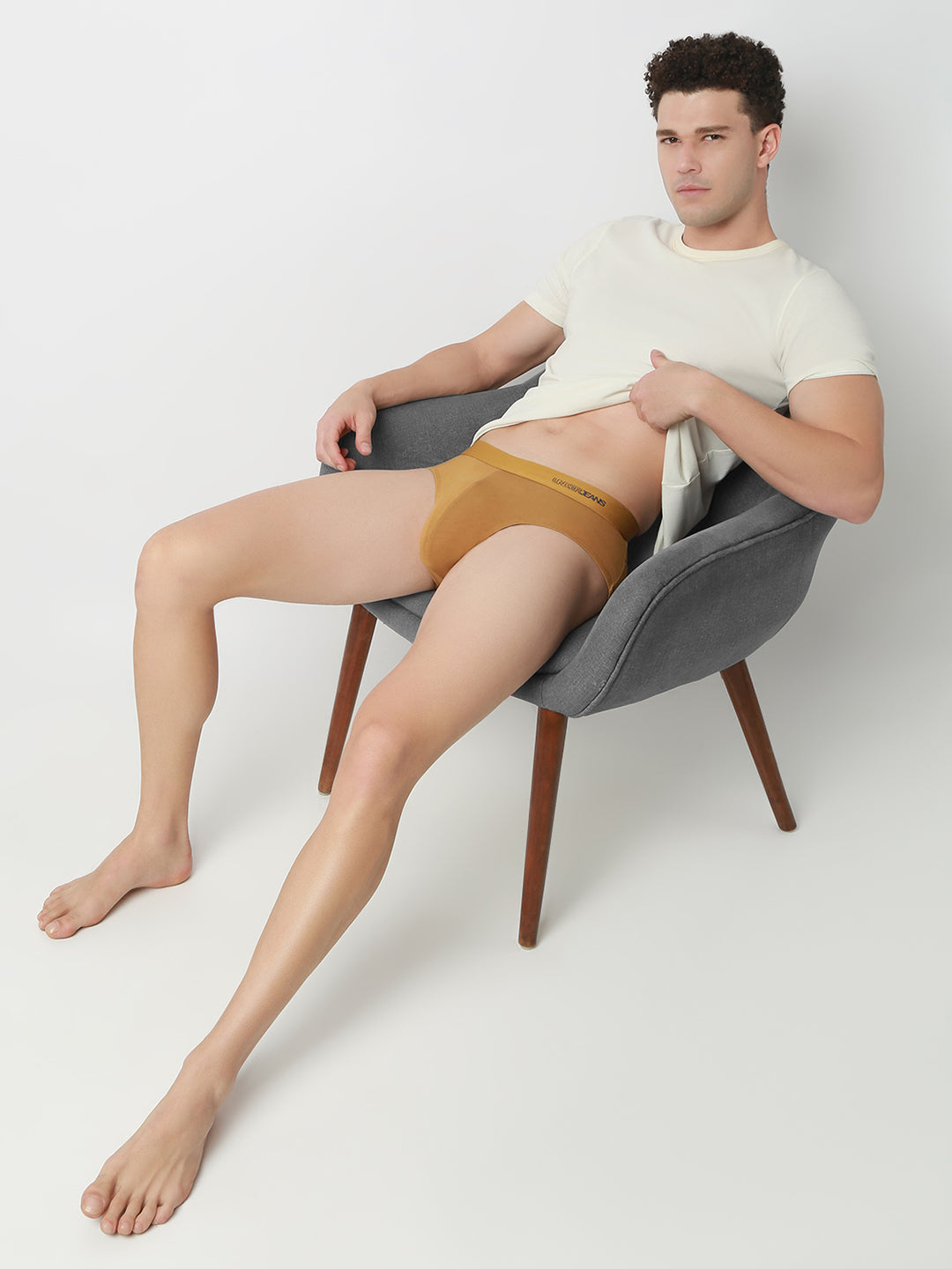 Underjeans Khaki Mid-Rise Solid Ultrasoft Brief