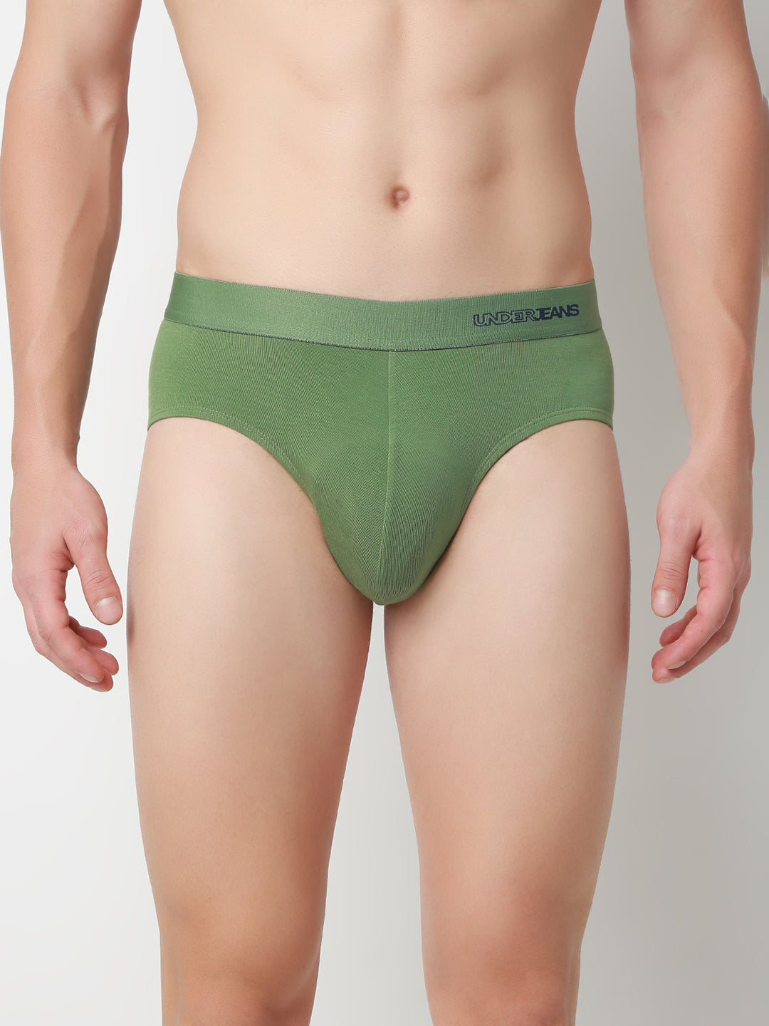 UnderJeans by Spykar Men Basic Light Olive Mid-Rise Solid Ultrasoft Briefs