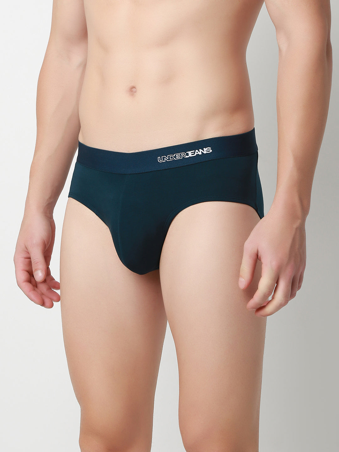 UnderJeans by Spykar Men Basic Teal Green Mid-Rise Solid Ultrasoft Briefs