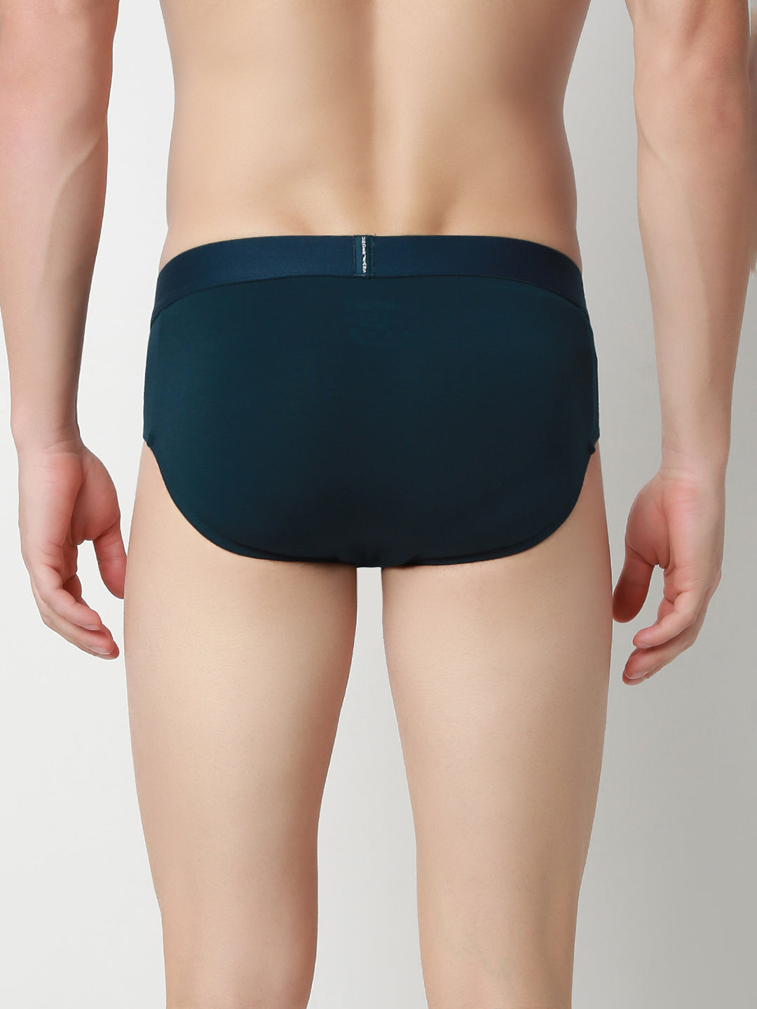 UnderJeans by Spykar Men Basic Teal Green Mid-Rise Solid Ultrasoft Briefs