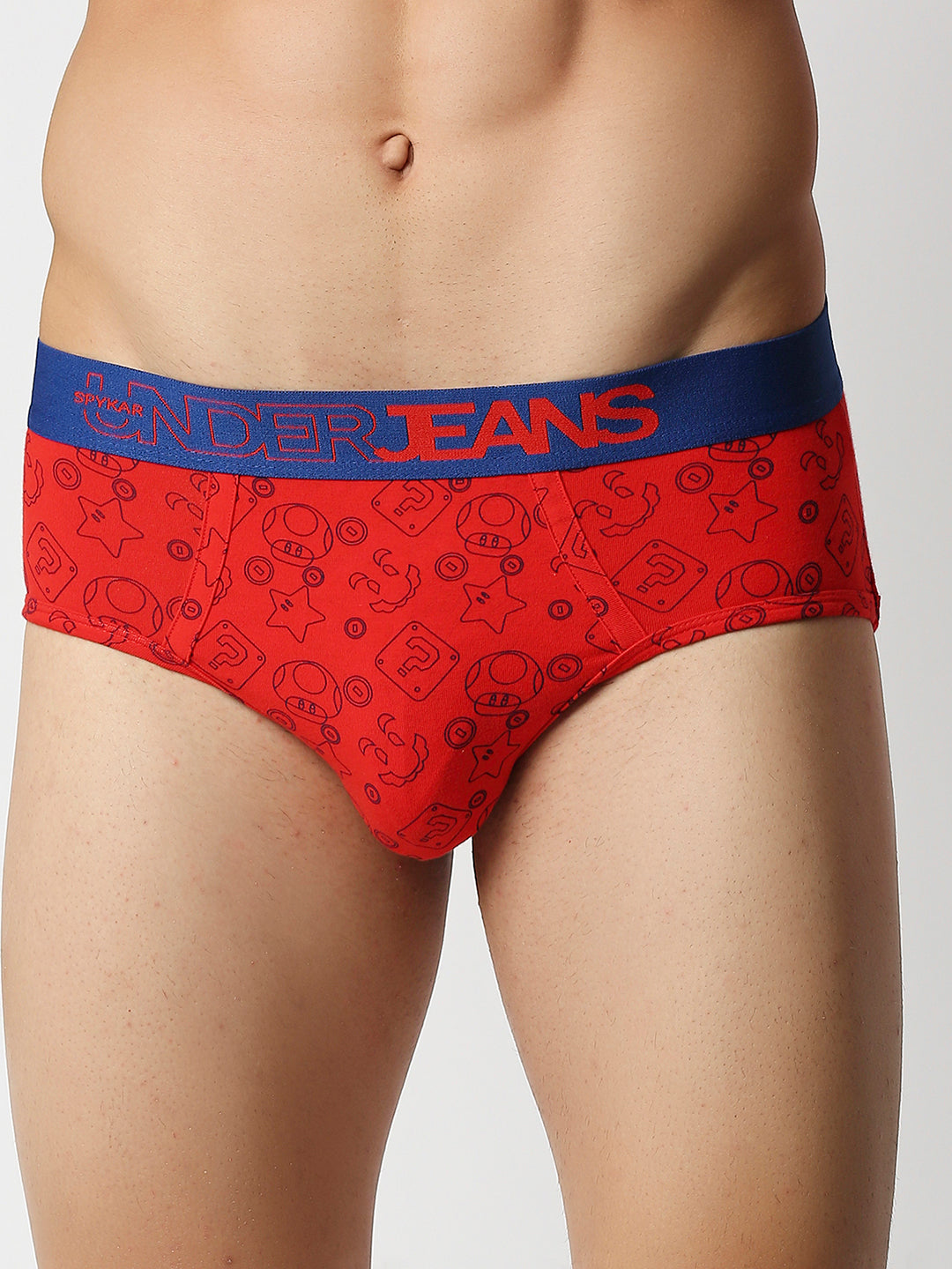 Underjeans By Spykar Men Premium Red Cotton Blend Regular Fit Brief