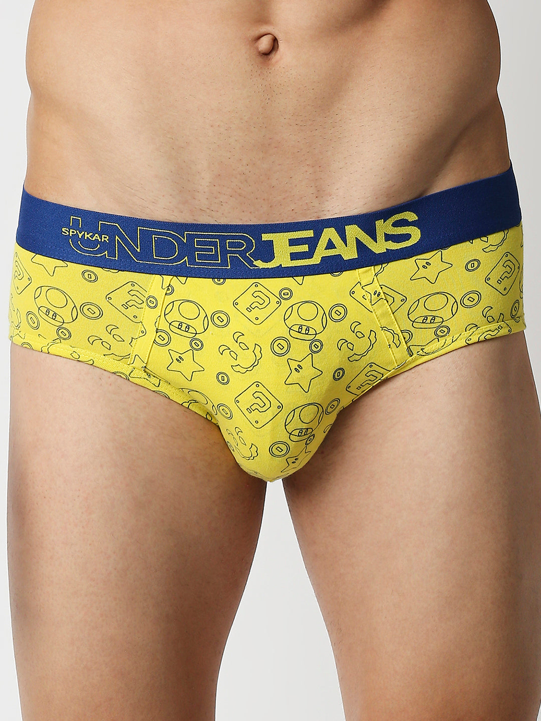 Underjeans By Spykar Men Premium Yellow Cotton Blend Regular Fit Brief