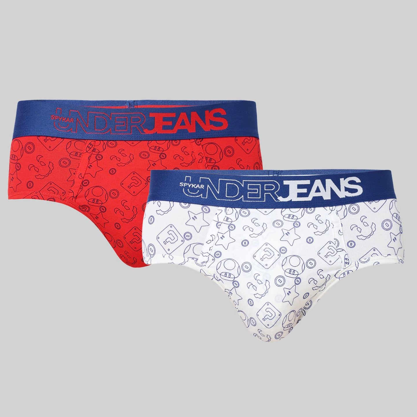Underjeans Pack Of 2 Cotton Blend Print Mid-Rise Briefs