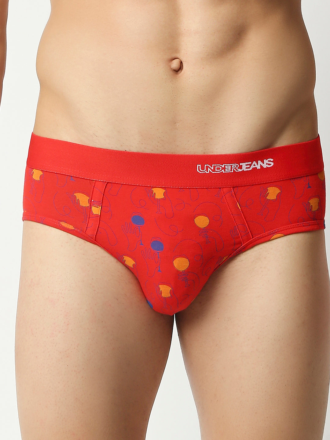 Men Premium Red Cotton Brief - Underjeans By Spykar