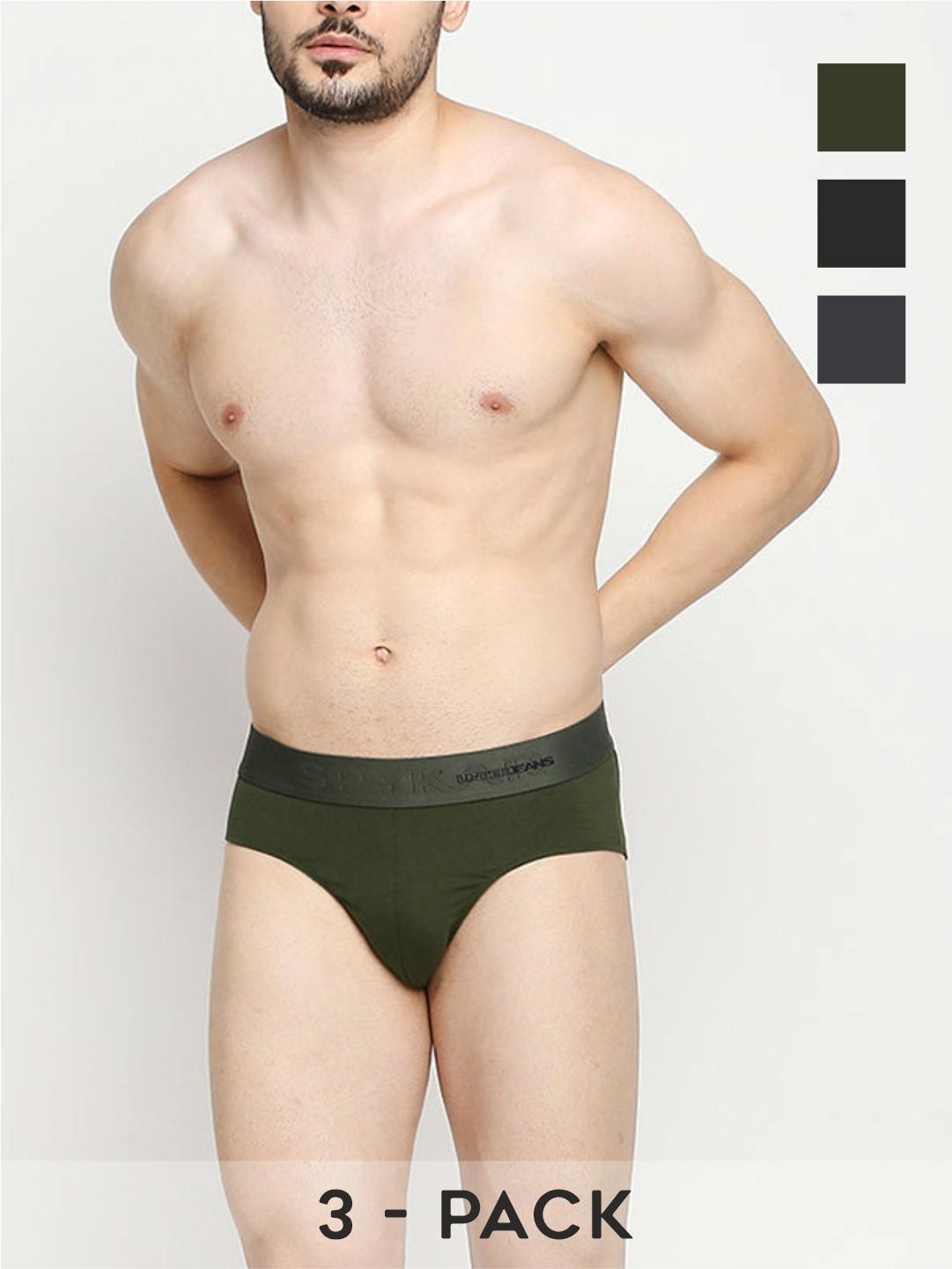 Underjeans By Spykar Cotton Blend Briefs for Men (Pack of 3)