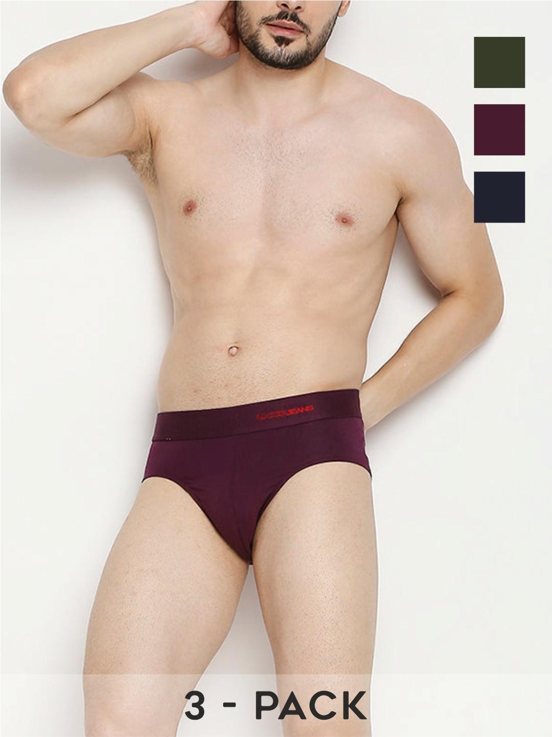 Underjeans By Spykar Cotton Blend Briefs for Men (Pack of 3)