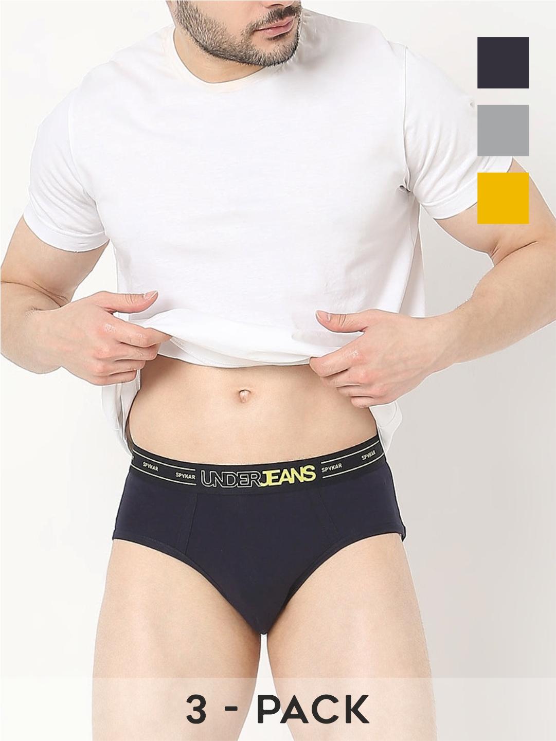 Underjeans By Spykar Cotton Blend Briefs for Men (Pack of 3)