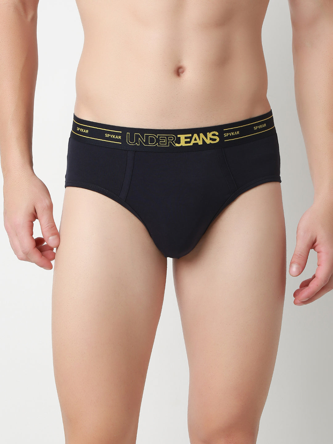 UnderJeans by Spykar Men Basic Navy Mid-Rise Solid Ultrasoft Briefs