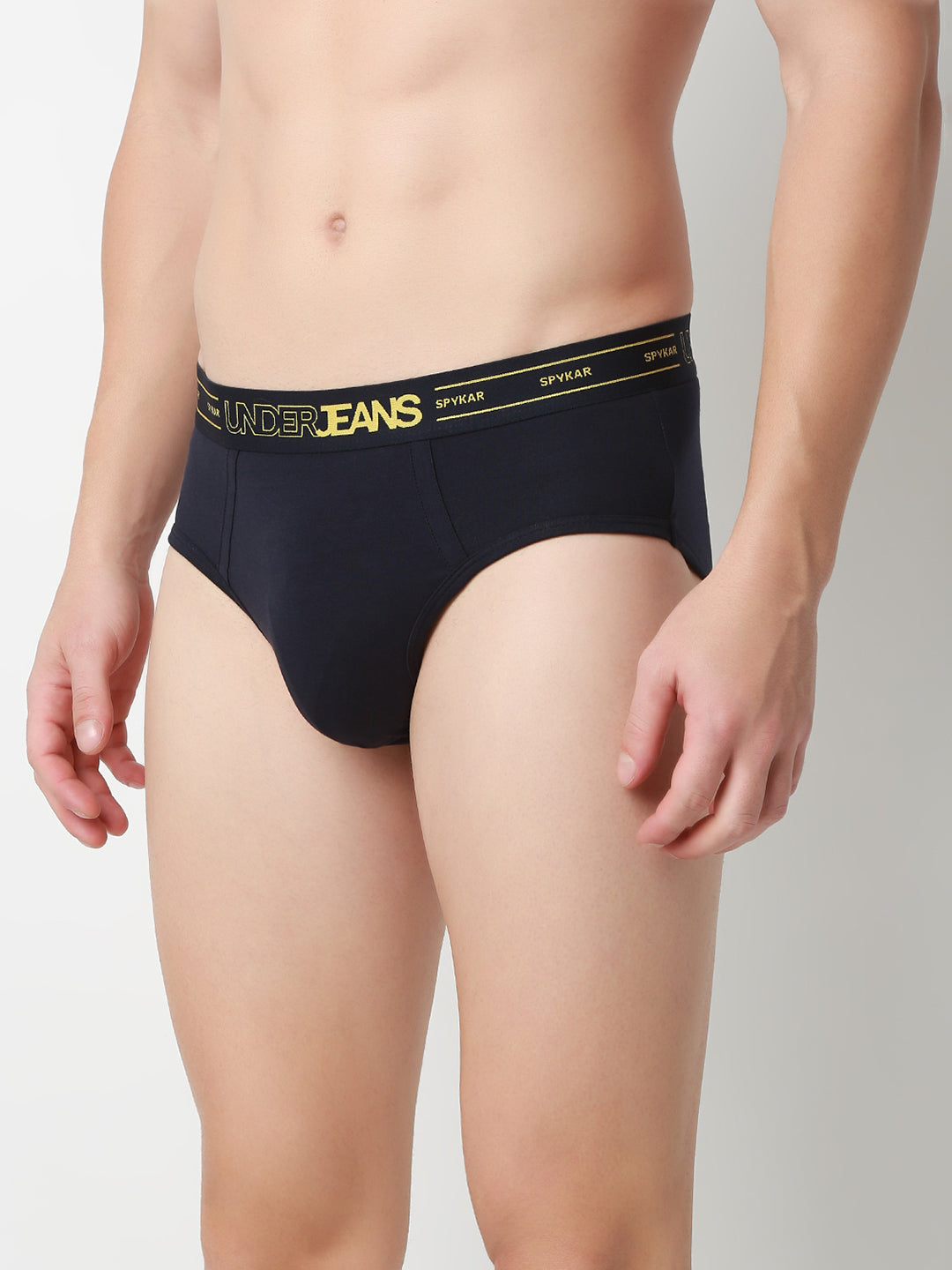 UnderJeans by Spykar Men Basic Navy Mid-Rise Solid Ultrasoft Briefs