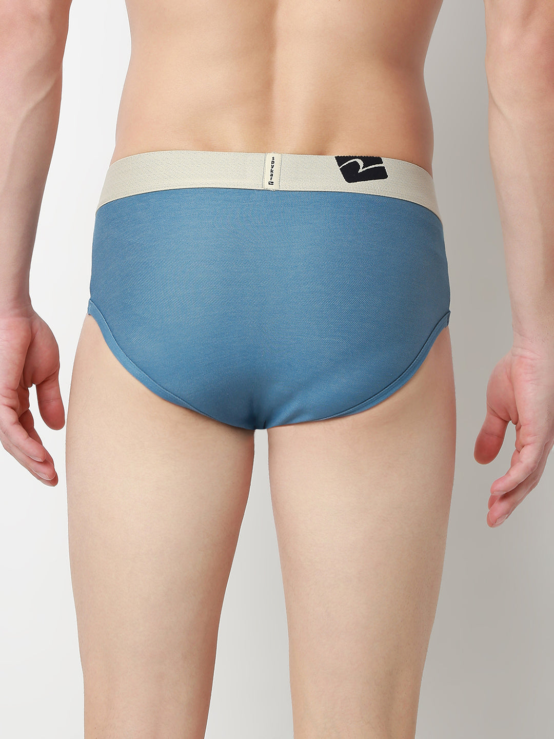 UnderJeans by Spykar Men Basic Mid Denim Blue Mid-Rise Solid Ultrasoft Briefs
