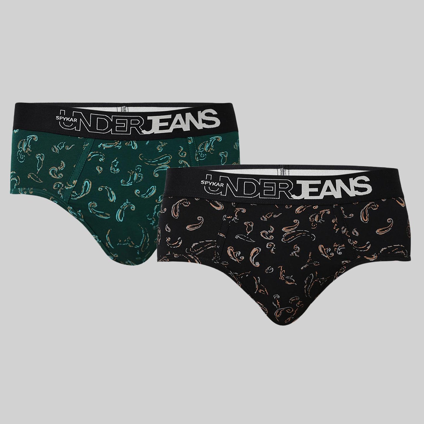 Underjeans Pack Of 2 Cotton Blend Print Mid-Rise Briefs