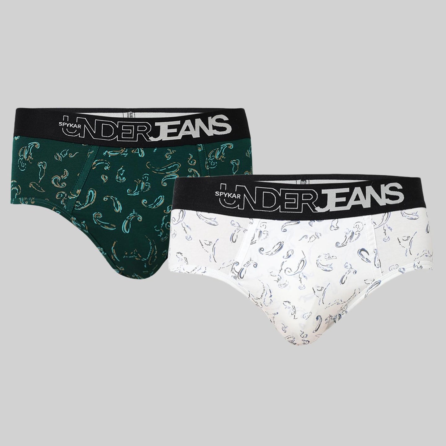 Underjeans Pack Of 2 Cotton Blend Print Mid-Rise Briefs