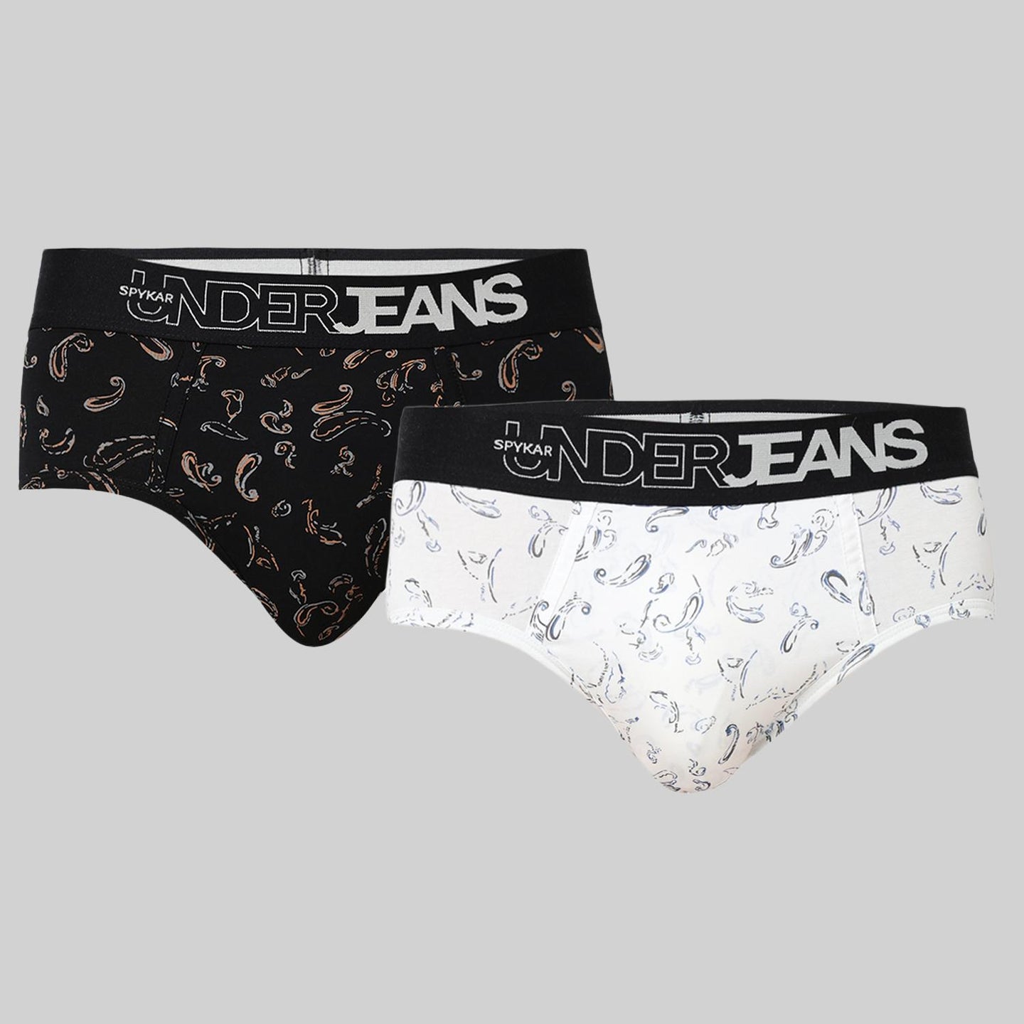 Underjeans Pack Of 2 Cotton Blend Print Mid-Rise Briefs