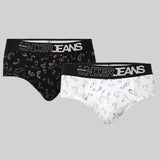 Underjeans Pack Of 2 Cotton Blend Print Mid-Rise Briefs