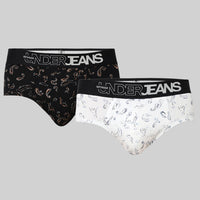 Underjeans Pack Of 2 Cotton Blend Print Mid-Rise Briefs