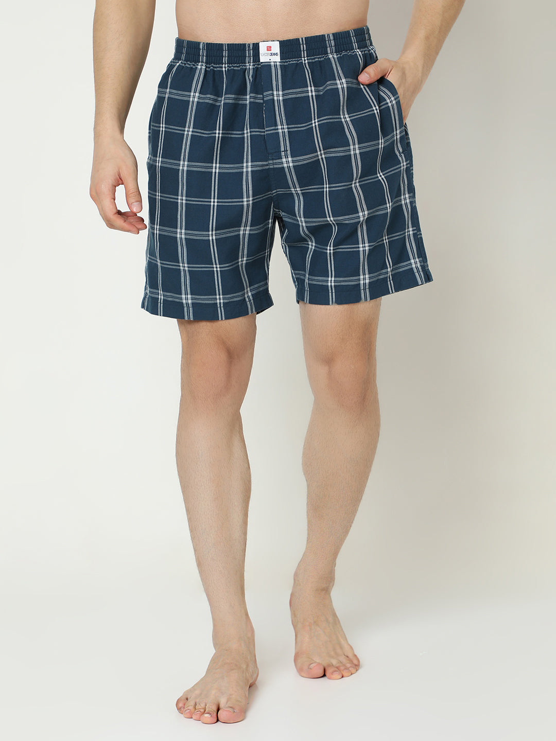 Underjeans by Spykar Men Premium Cotton Blue Checks Boxers