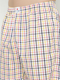 Underjeans by Spykar Men Premium Cotton White Yellow Checks Boxers