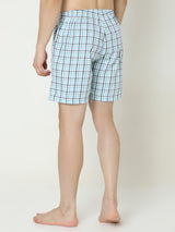 Underjeans by Spykar Men Premium Cotton White Blue Checks Boxers