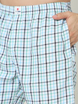 Underjeans by Spykar Men Premium Cotton White Blue Checks Boxers