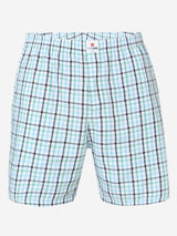Underjeans by Spykar Men Premium Cotton White Blue Checks Boxers