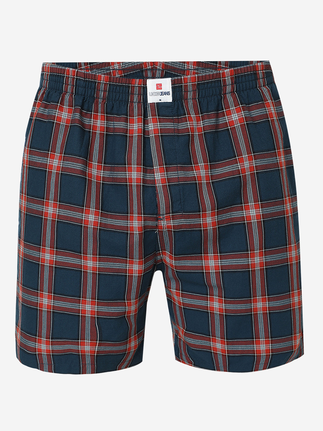 Underjeans by Spykar Men Premium Cotton Navy Checks Boxers