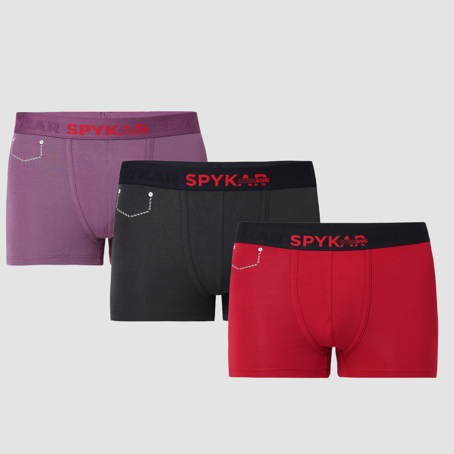 Underjeans Pack of 3  Cotton Blend Solid Mid-Rise Trunks