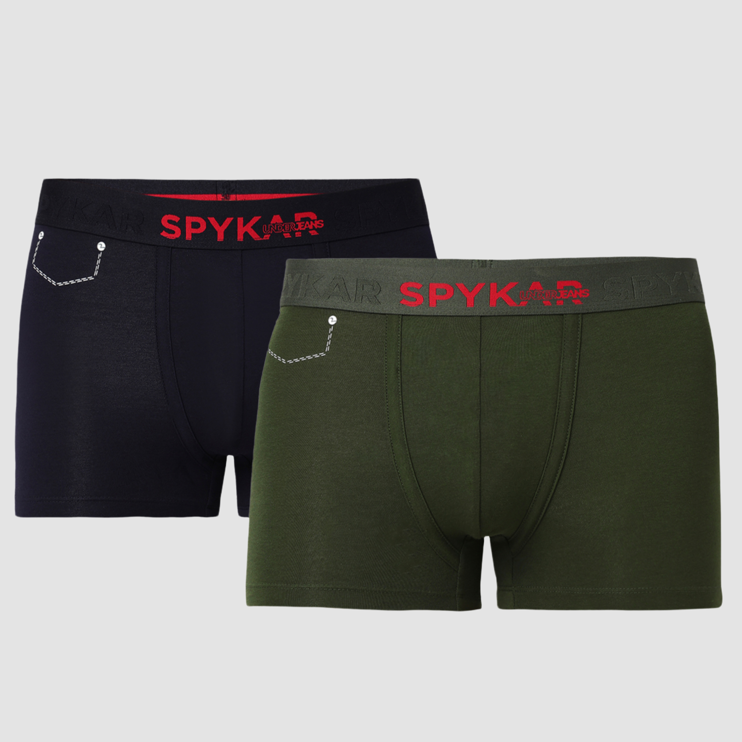 Underjeans Pack of 2  Cotton Blend Solid Mid-Rise Trunks