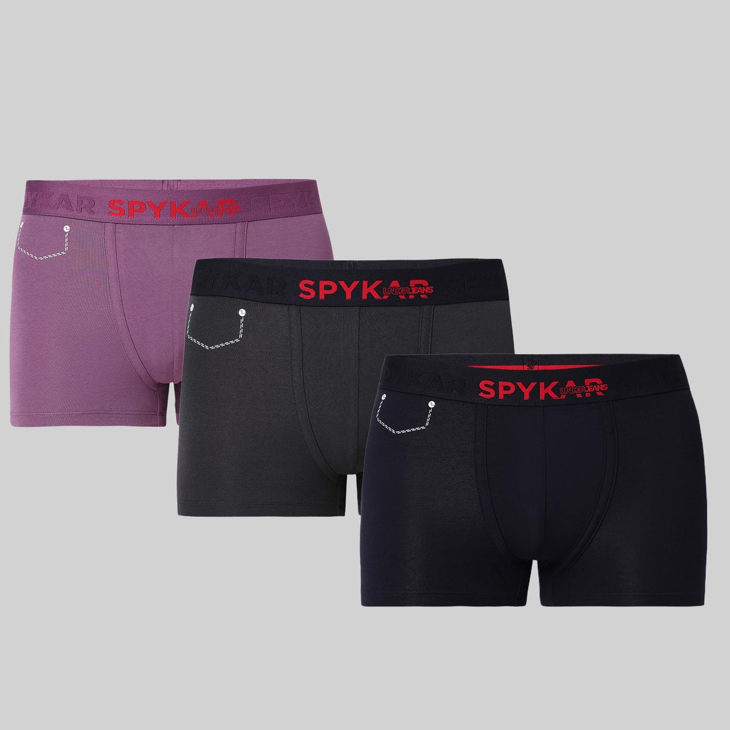 Underjeans Pack Of 3 Cotton Blend Solid Mid-Rise Trunks