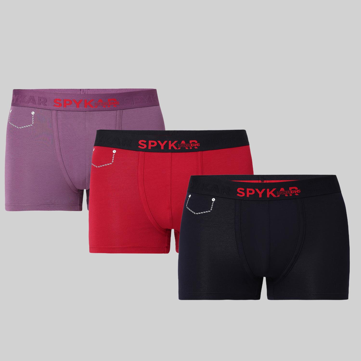 Underjeans Pack of 3  Cotton Blend Solid Mid-Rise Trunks