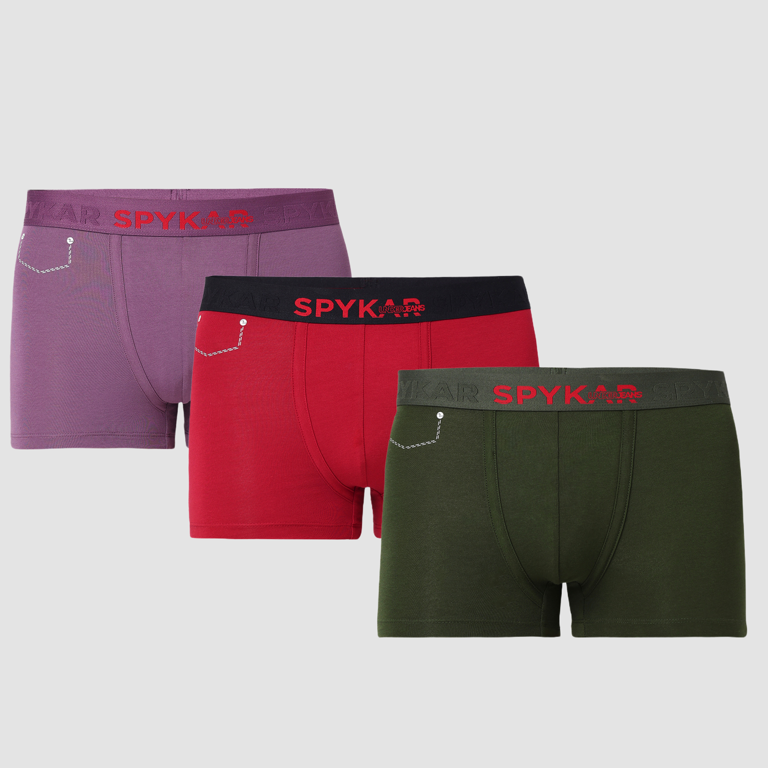 Underjeans Pack of 3  Cotton Blend Solid Mid-Rise Trunks