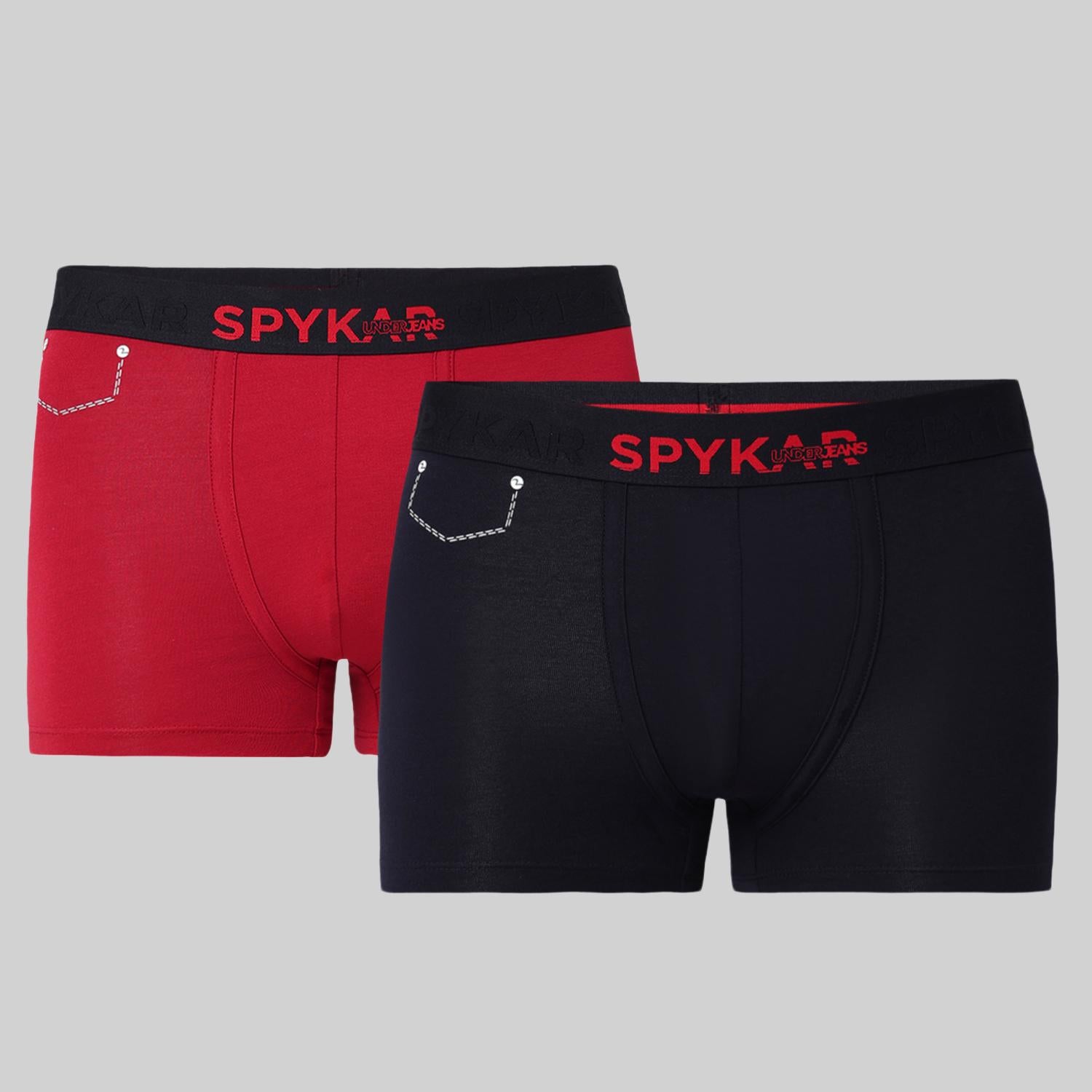 Underjeans Pack of 2  Cotton Blend Solid Mid-Rise Trunks