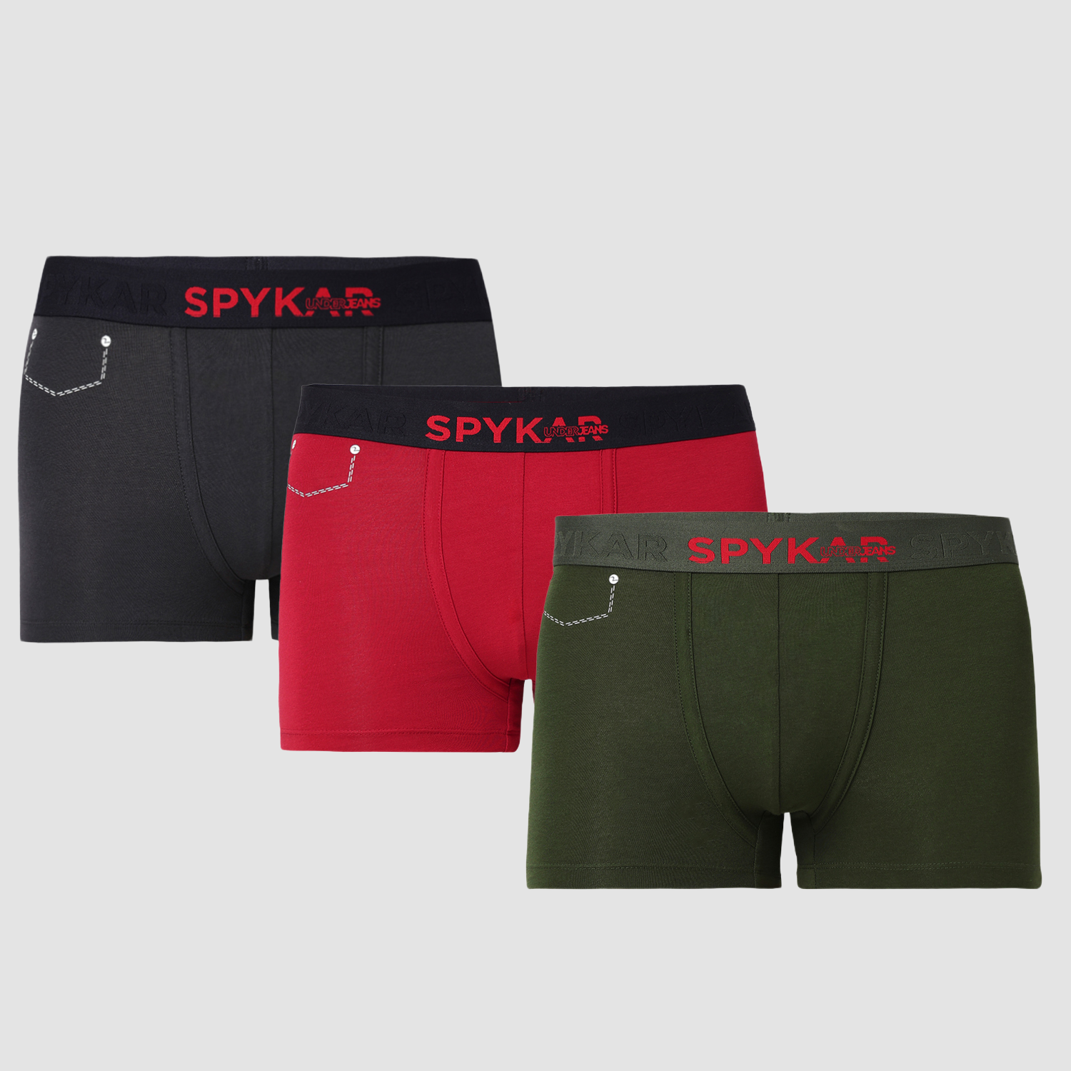 Underjeans Pack Of 3 Cotton Blend Solid Mid-Rise Trunks