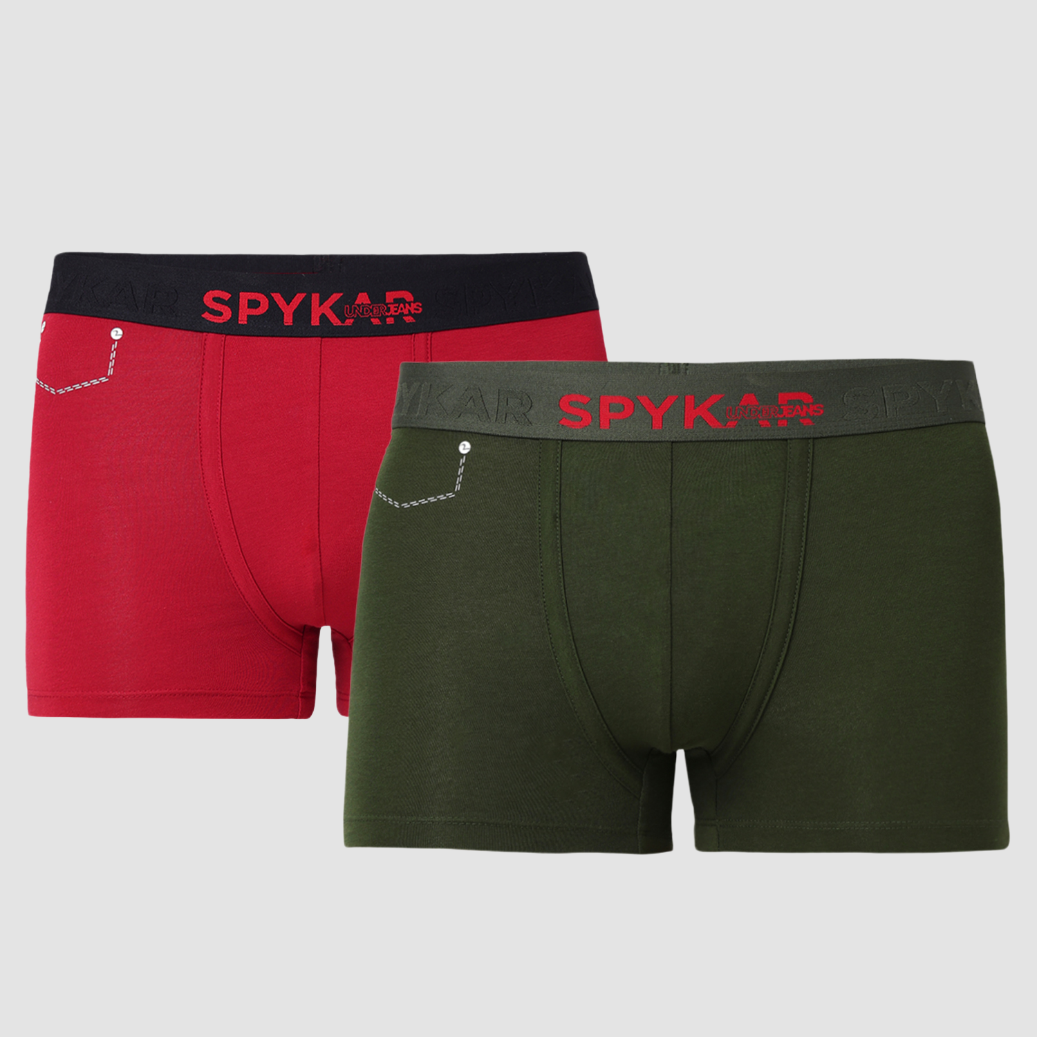 Underjeans Pack of 2  Cotton Blend Solid Mid-Rise Trunks