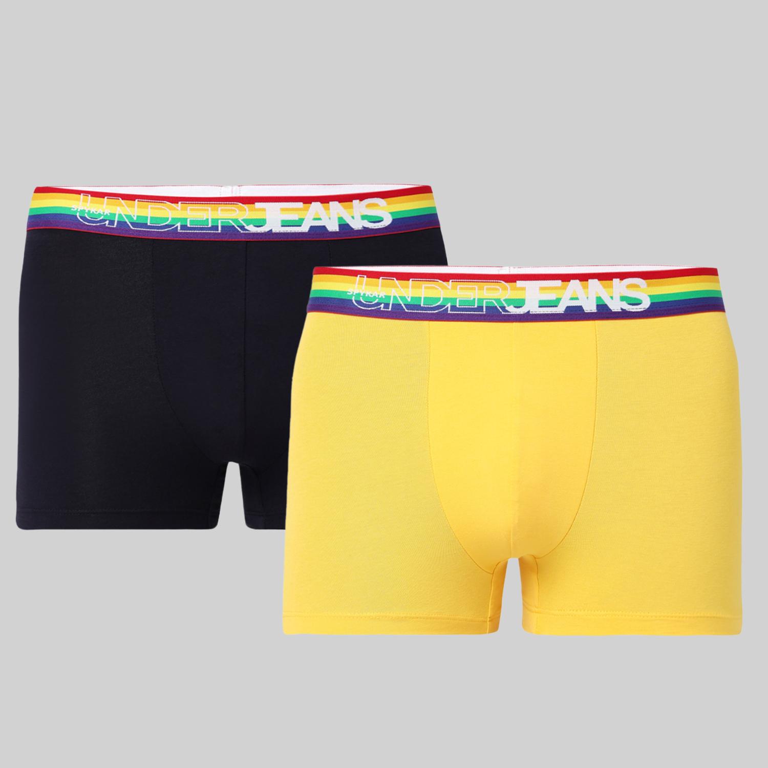 Underjeans Pack Of 2 Cotton Blend Solid Mid-Rise Trunks